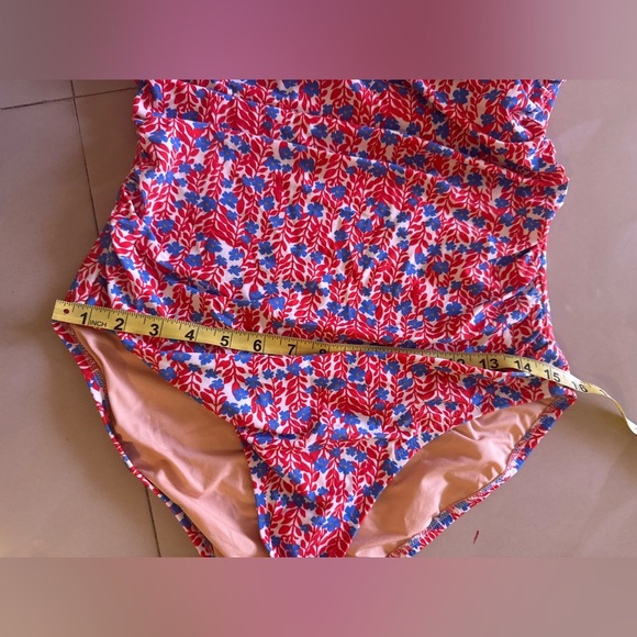 J Crew Factory Pink Floral Printed Strapless One Piece Swimsuit Womens Size M - Picture 8 of 16